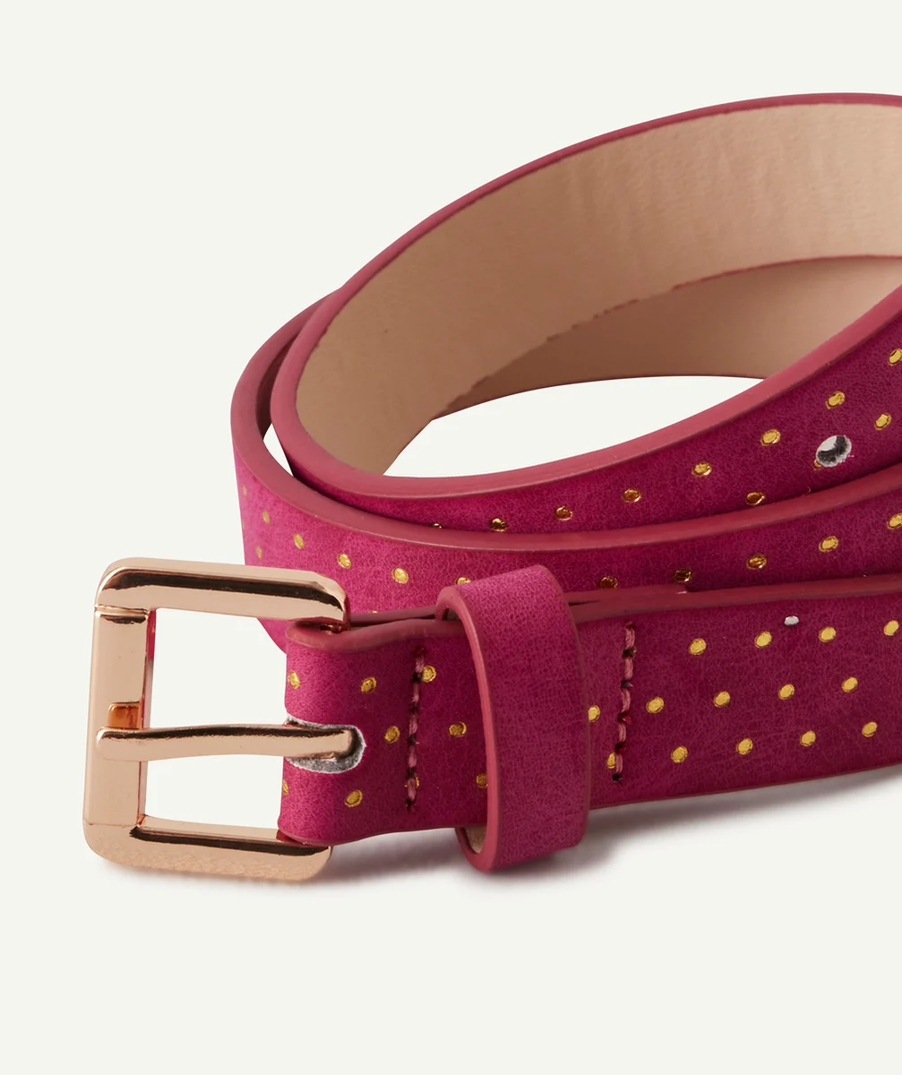 LA CEINTURE ROSE FUSCHIA AVEC POIS COULEUR DORÉE FILLE