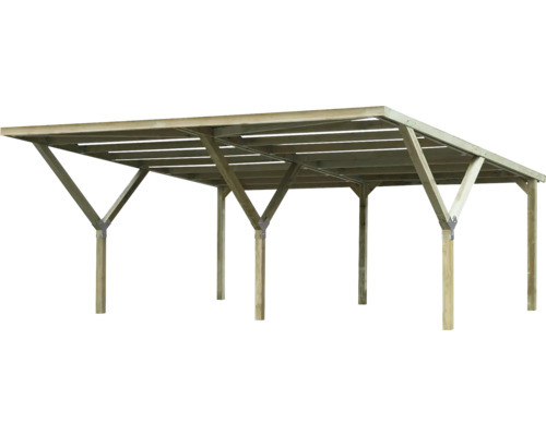 dubbele carport weka Y zonder dakbedekking 588 x 606 cm drukgeïmpregneerd