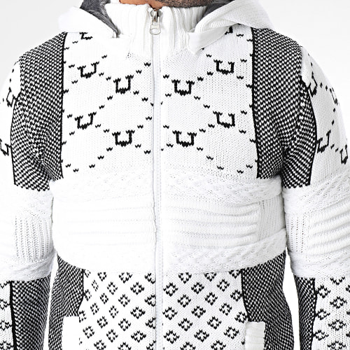 Gilet Capuche Blanc Noir