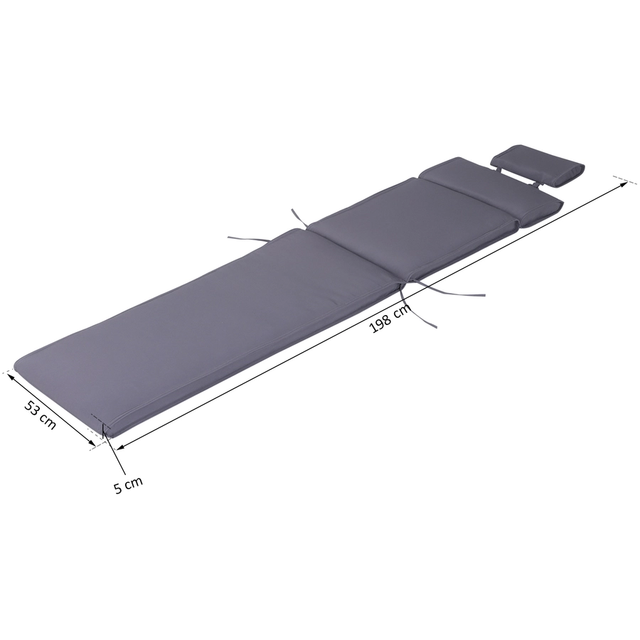 Outsunny Liegenauflage mit Kopfkissen grau
