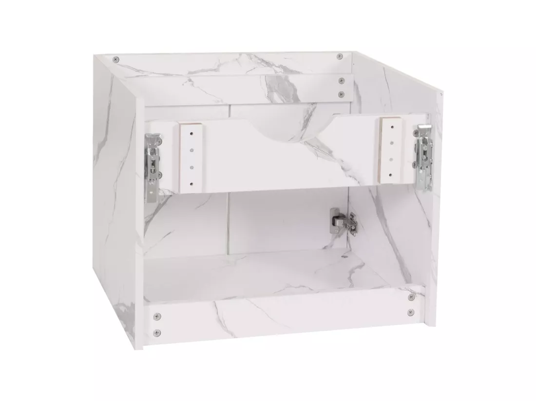 Meuble sous-lavabo MCW-L86, aspect marbre blanc