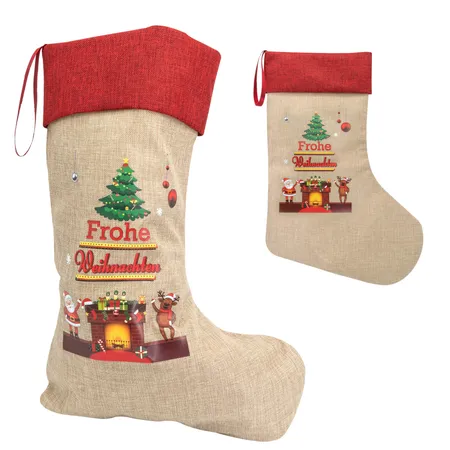 Idena Weihnachtsstrumpf Motiv Tannenbaum und Kamin, ca. 31x46cm