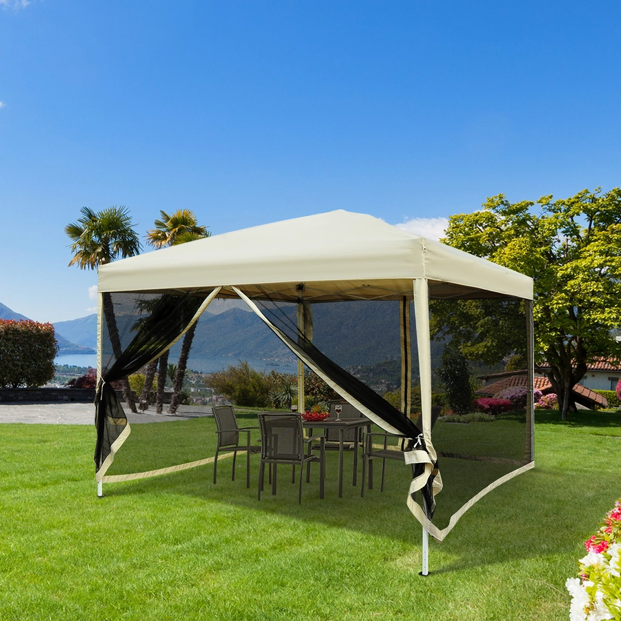 Outsunny Faltpavillon mit Seitenwänden beige