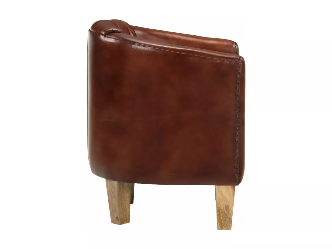 Fauteuil cabriolet marron cuir véritable