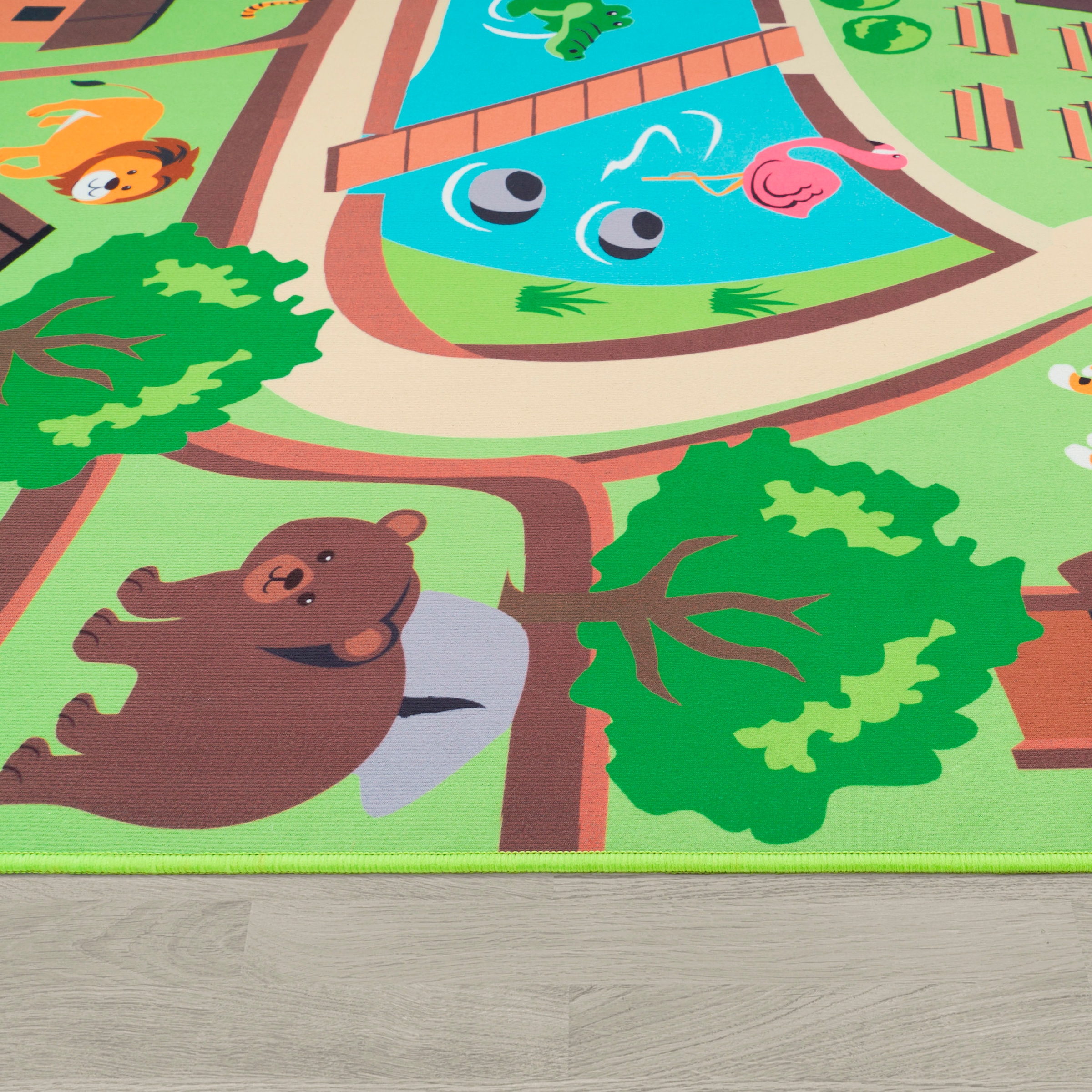Paco Home Kinderteppich »Bino 563« rechteckig 4 mm Höhe Kurzflor, Strassen-Spiel-Teppich, Motiv Zoo, Kinderzimmer