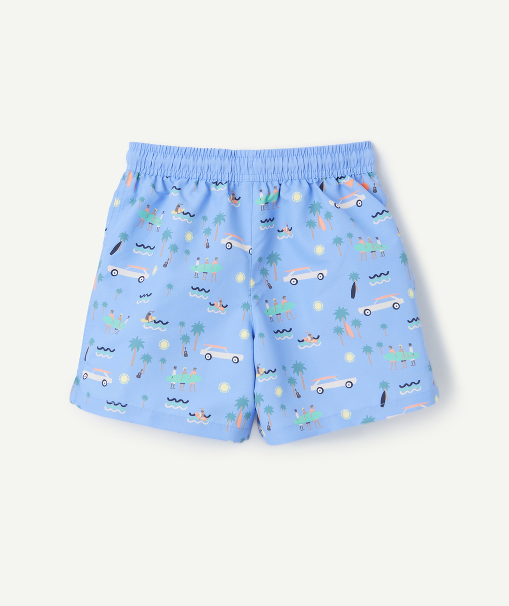 SHORT DE BAIN BÉBÉ GARÇON EN FIBRES RECYCLÉES BLEU IMPRIMÉ ÉTÉ
