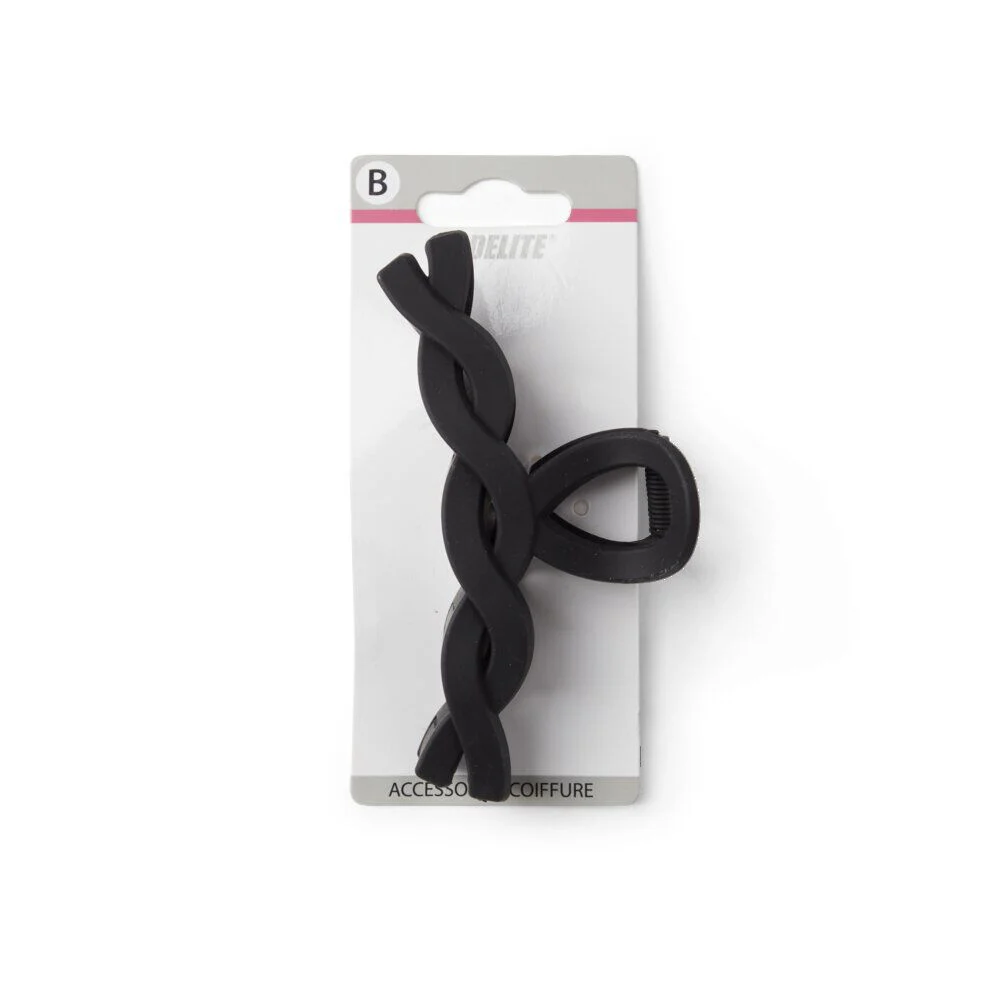 Pince cheveux crocodile noir mat effet torsadé L11cm