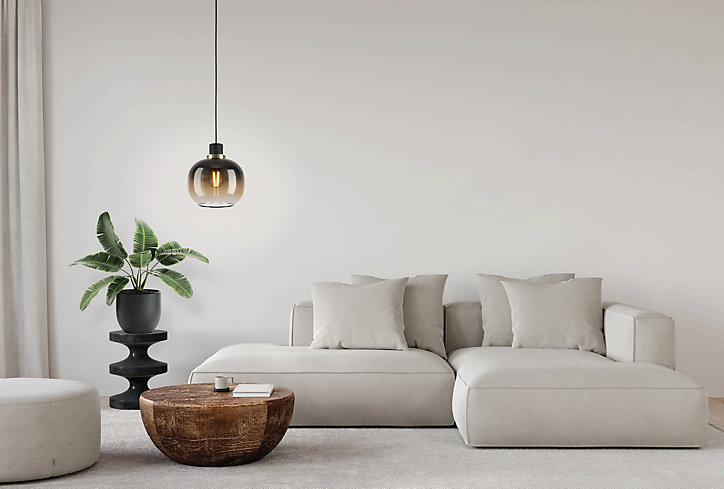 Suspension Oilella E27 IP20 Ø19 x H.110 cm verre noir