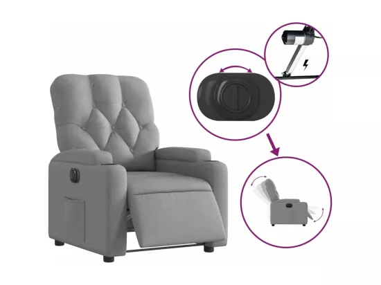 Fauteuil inclinable électrique Gris clair Tissu