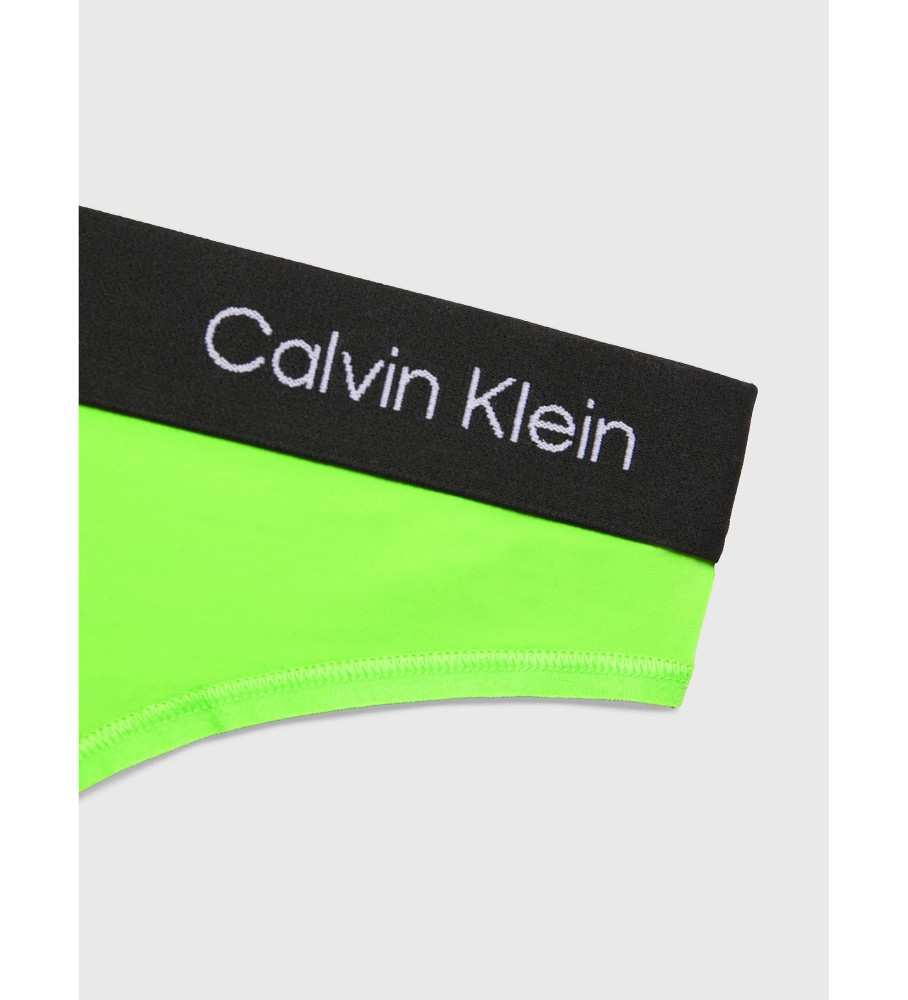 Conjunto de sutiã e calcinha fio dental verde da Calvin Klein