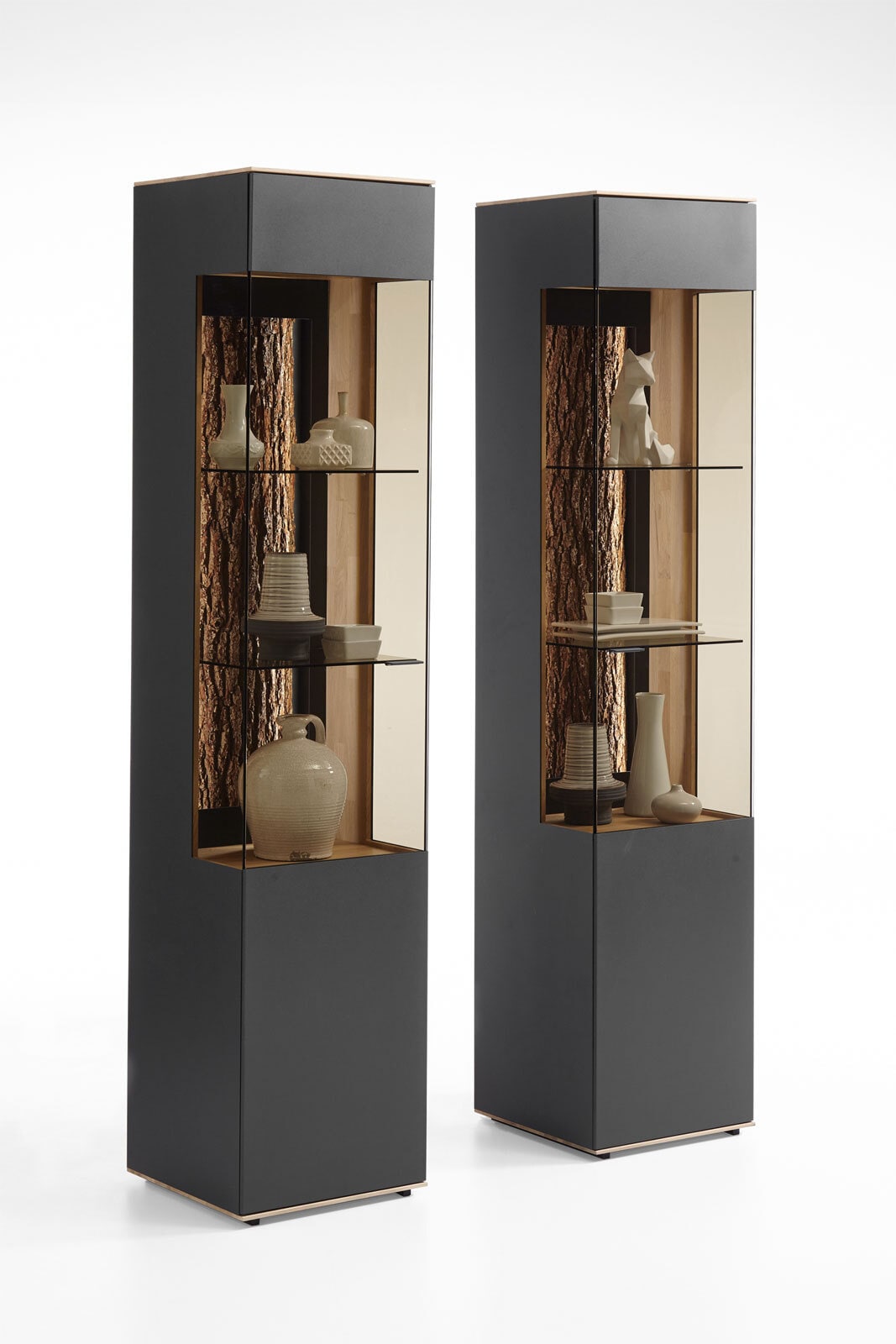 hartmann Vitrine II RUNA L Kerneiche natur /anthrazit