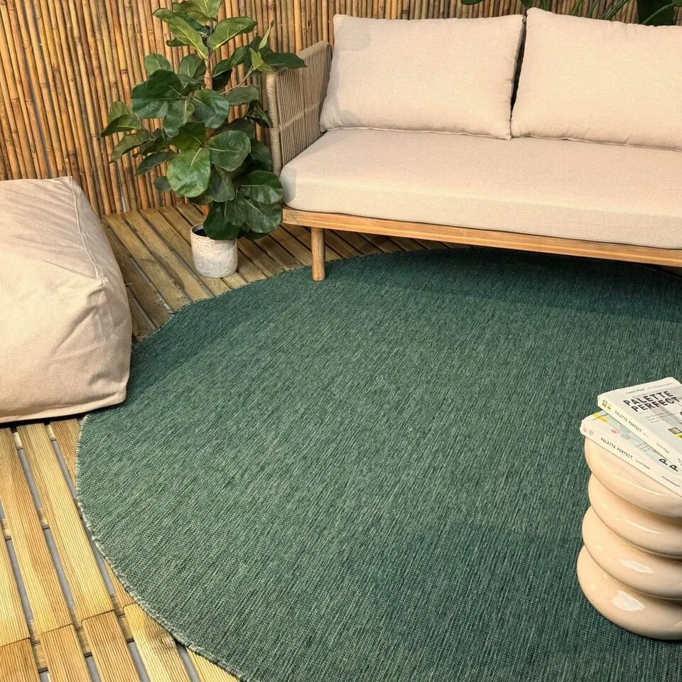 Interieur05 rond buitenkleed groen Tone - 200 x 200 cm