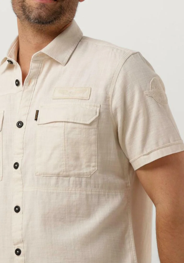 PME LEGEND gebroken wit pme legend casual overhemd short sleeve shirt ctn slub