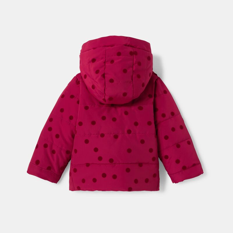 Doudoune à capuche imprimé pois rouge bébé fille Absorba