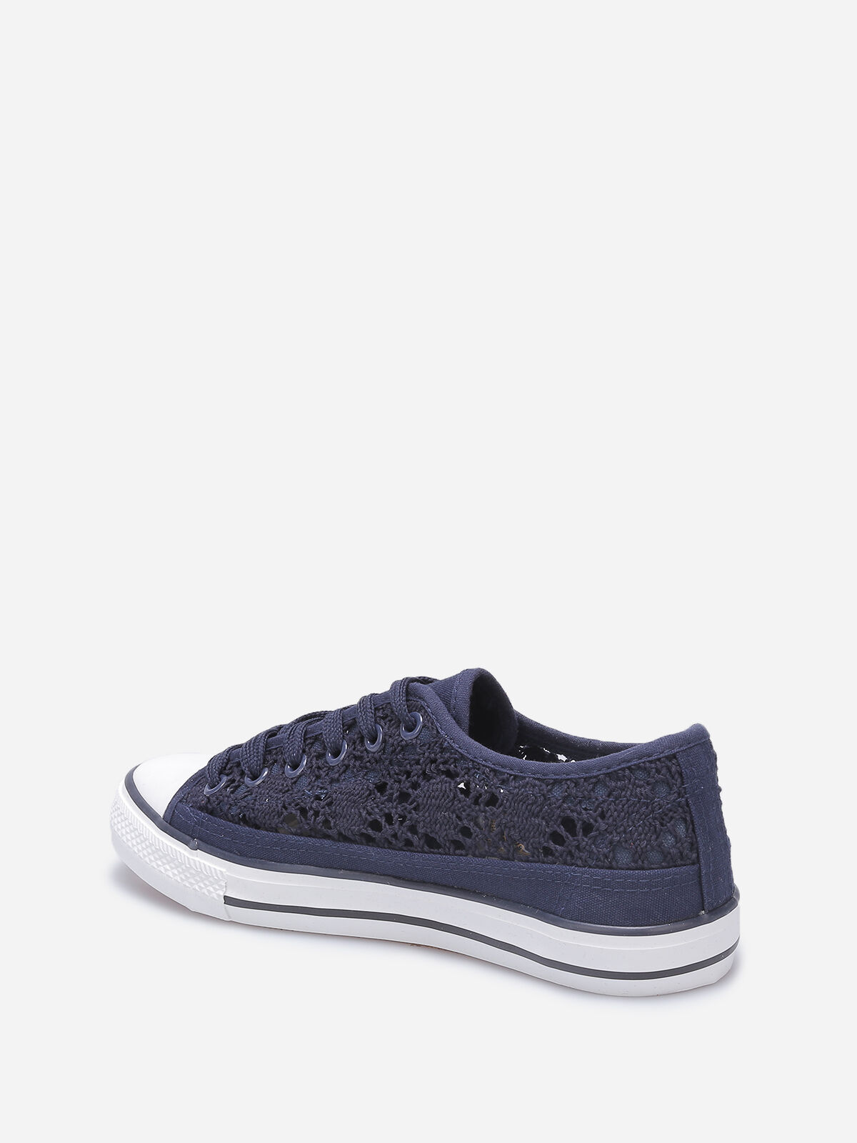 Tennis basses bi-matières- Bleu marine