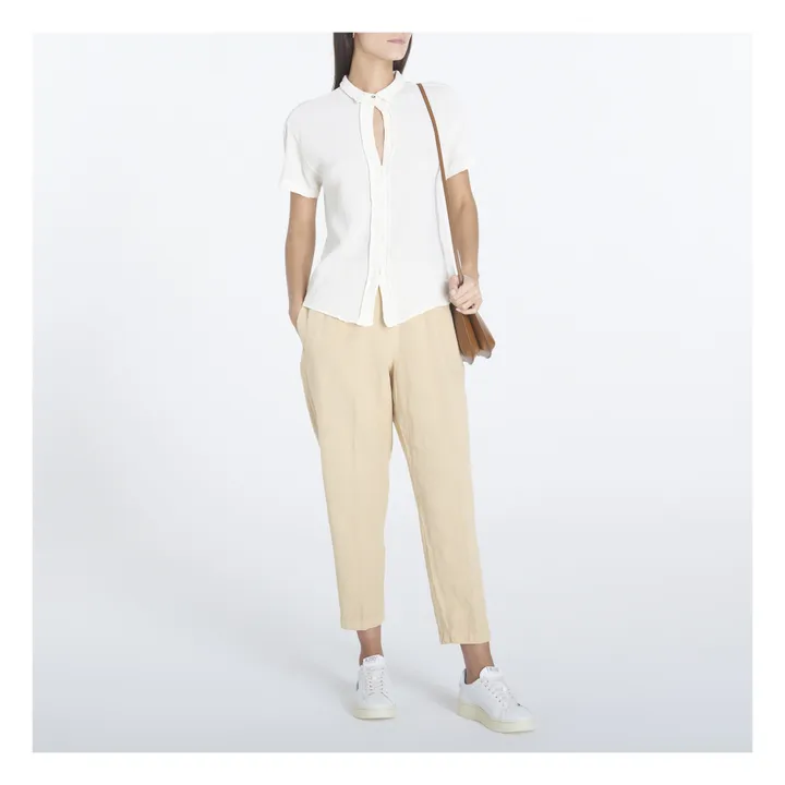 Pomandère Chemise Manches Courte Crêpe de Coton | Blanc
