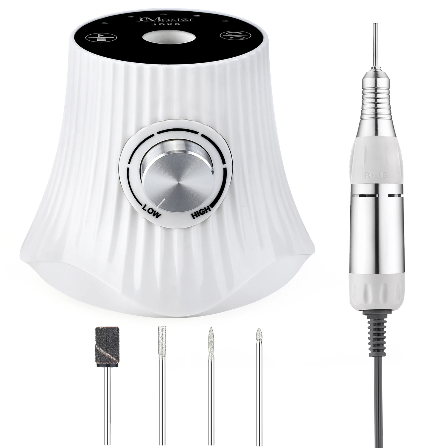 JCMASTER® JCM-EUK6 Nagelfräser - Deutsche Marke - Gelnägel & Acrylnägel Profi Set Elektrisch, Fußpflegegerät, Kunstnägel, Stufenlose Regulierung Touchbedienung, inkl 4x Bits