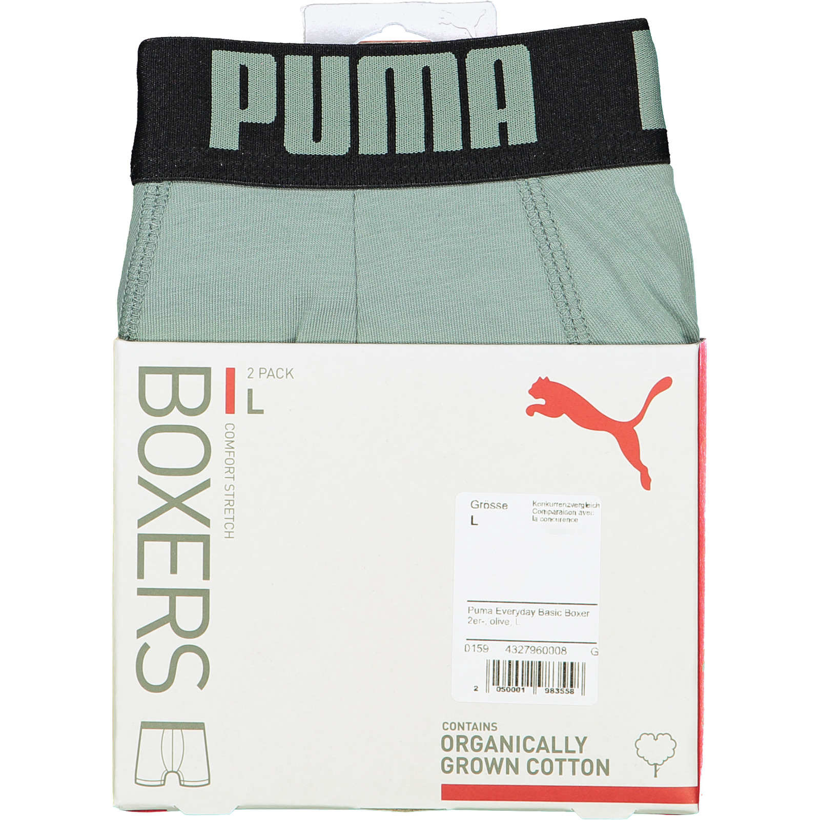 Puma Herren-Boxershorts Everyday Basic, 2 Stück L, olive