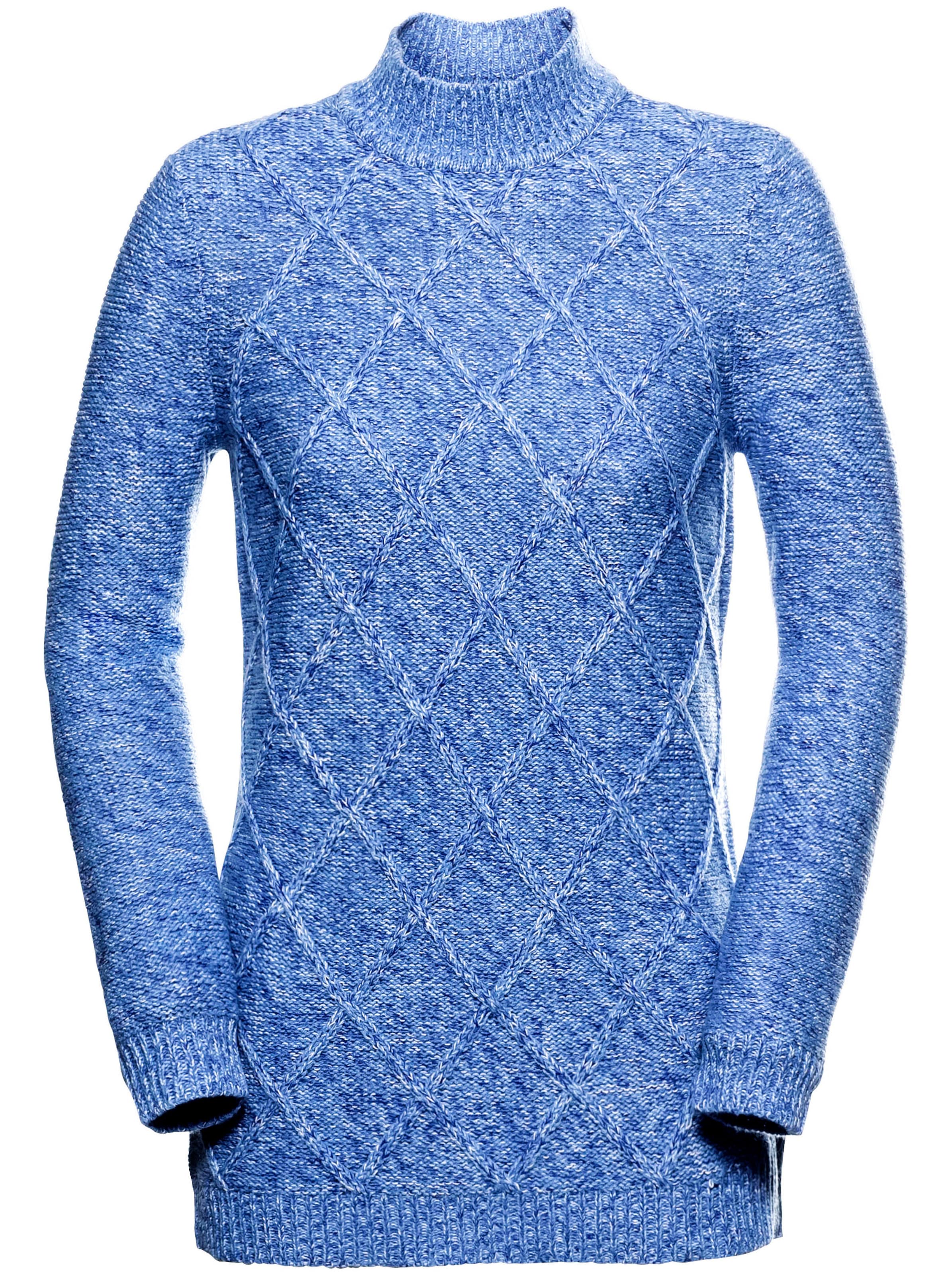 Stehkragenpullover in blau-meliert
