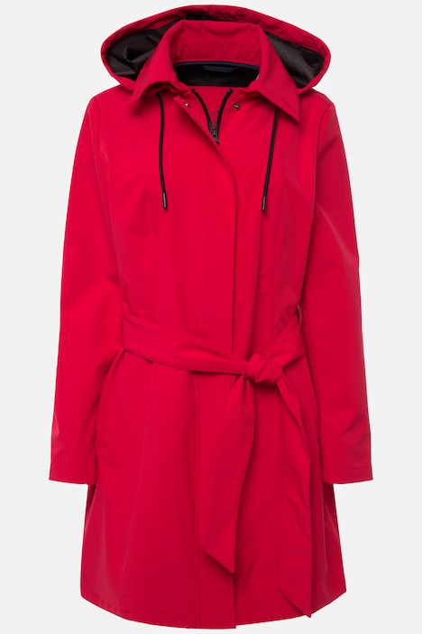 Trenchcoat, Kapuze, Bindegürtel, Langarm