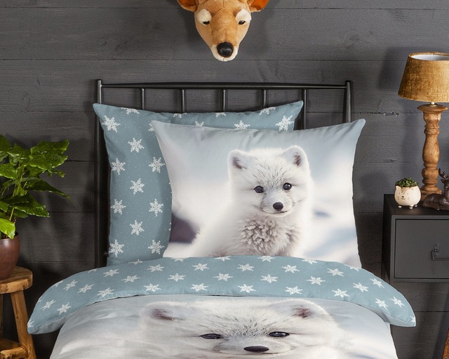 good morning Kinderbettwäsche »Toss« 2 Stk. tlg. Flanell, Biber, 135x200, Winter, Warm, Wende, Kind, Schnee, Weissfuchs