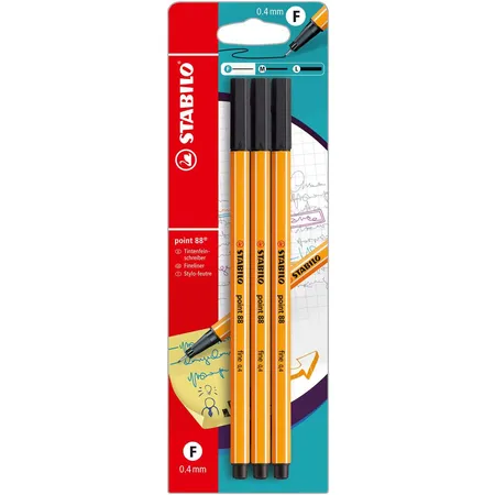 Fineliner - STABILO point 88 - 3er Pack - schwarz