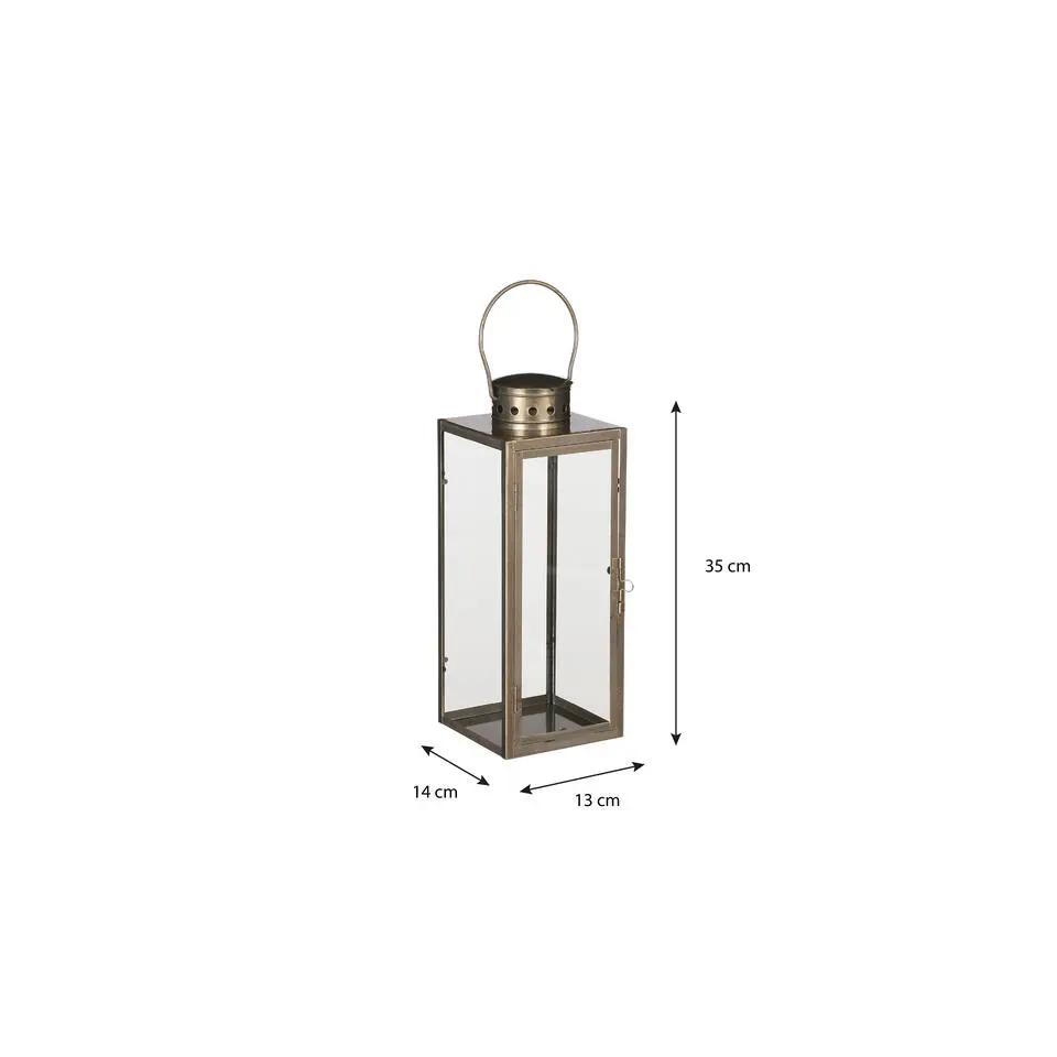 Mica Decorations Arzilla Lantaarn - L13,5 x B13 x H34,5 cm - Goud