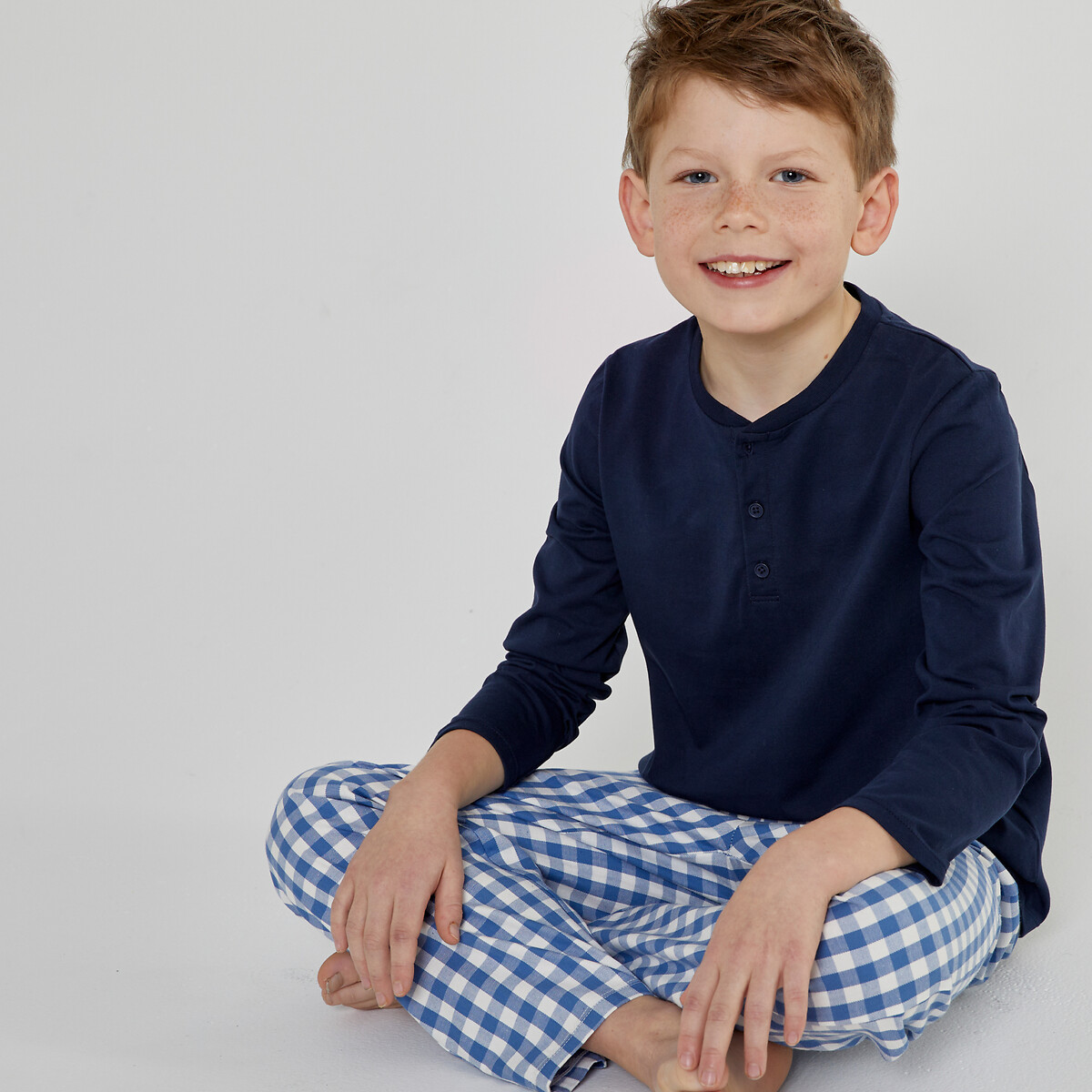 COLEÇÕES LA REDOUTE<br>Pijama de algodão, calças xadrez
