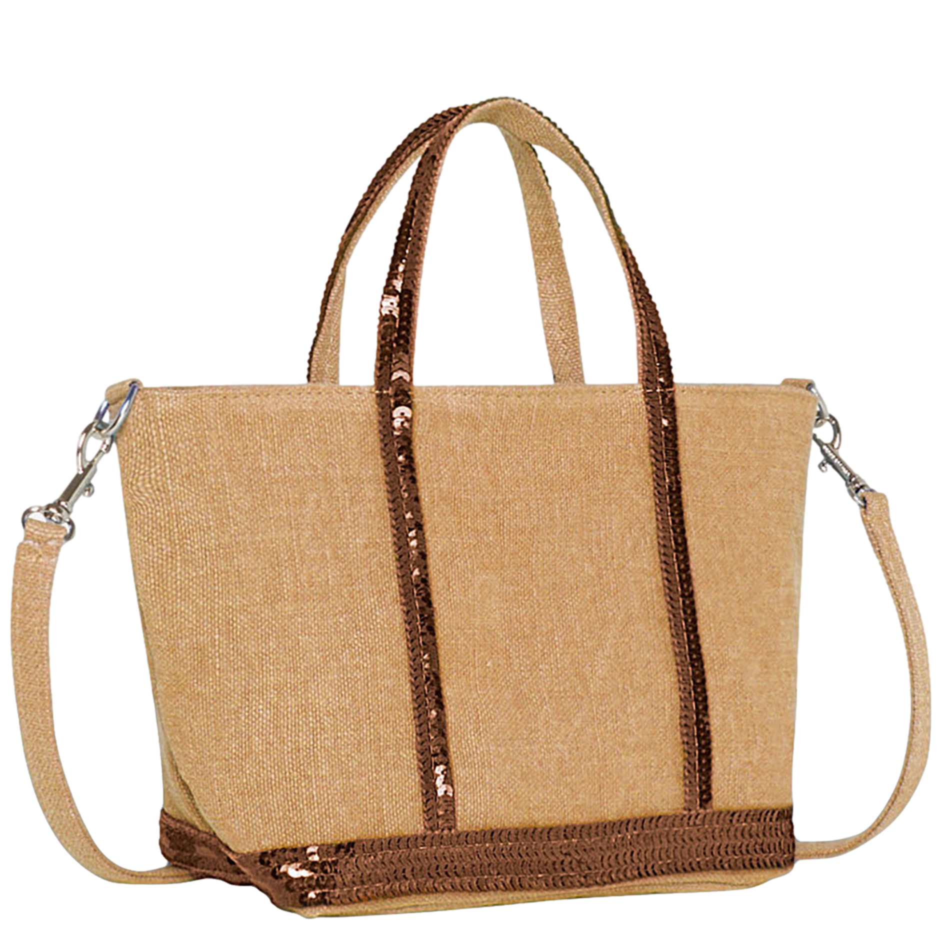 Cabas XS à sequins en lin | Marron