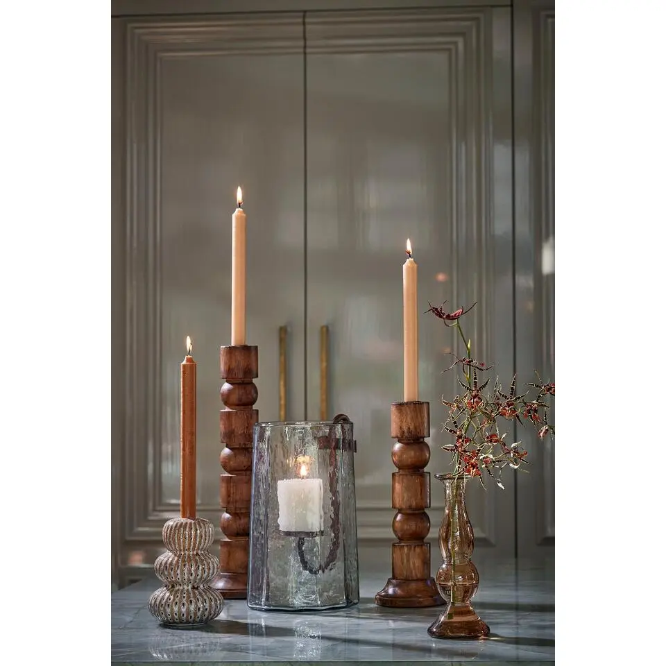 Mica Decorations Philo Kandelaar - H30 x Ø11 cm - Mangohout - Bruin