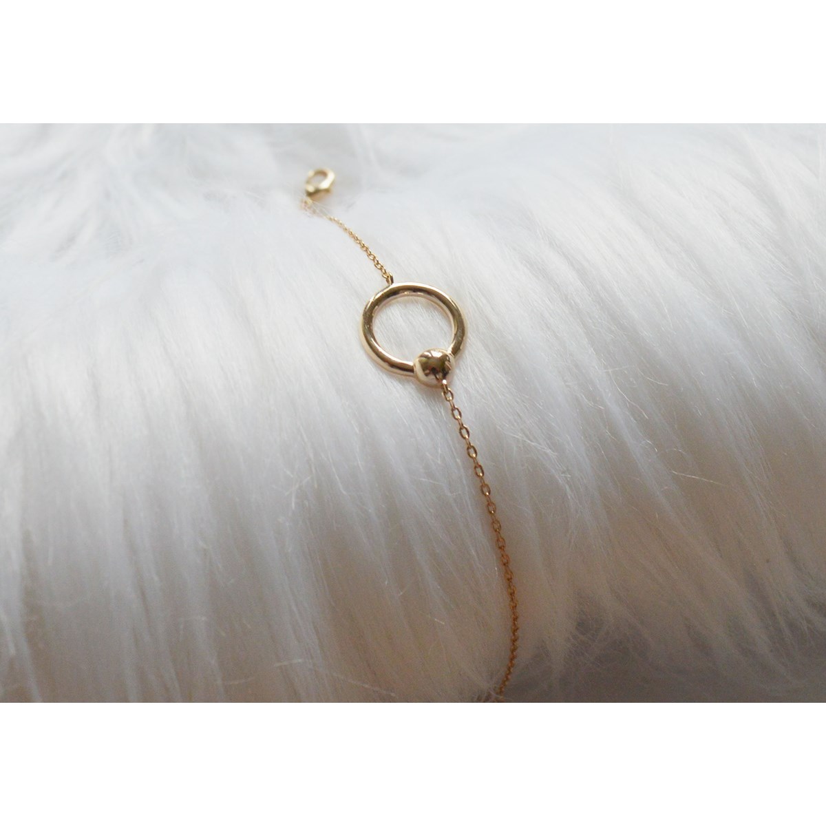 Bracelet chaîne rond anneau -Plaqué or