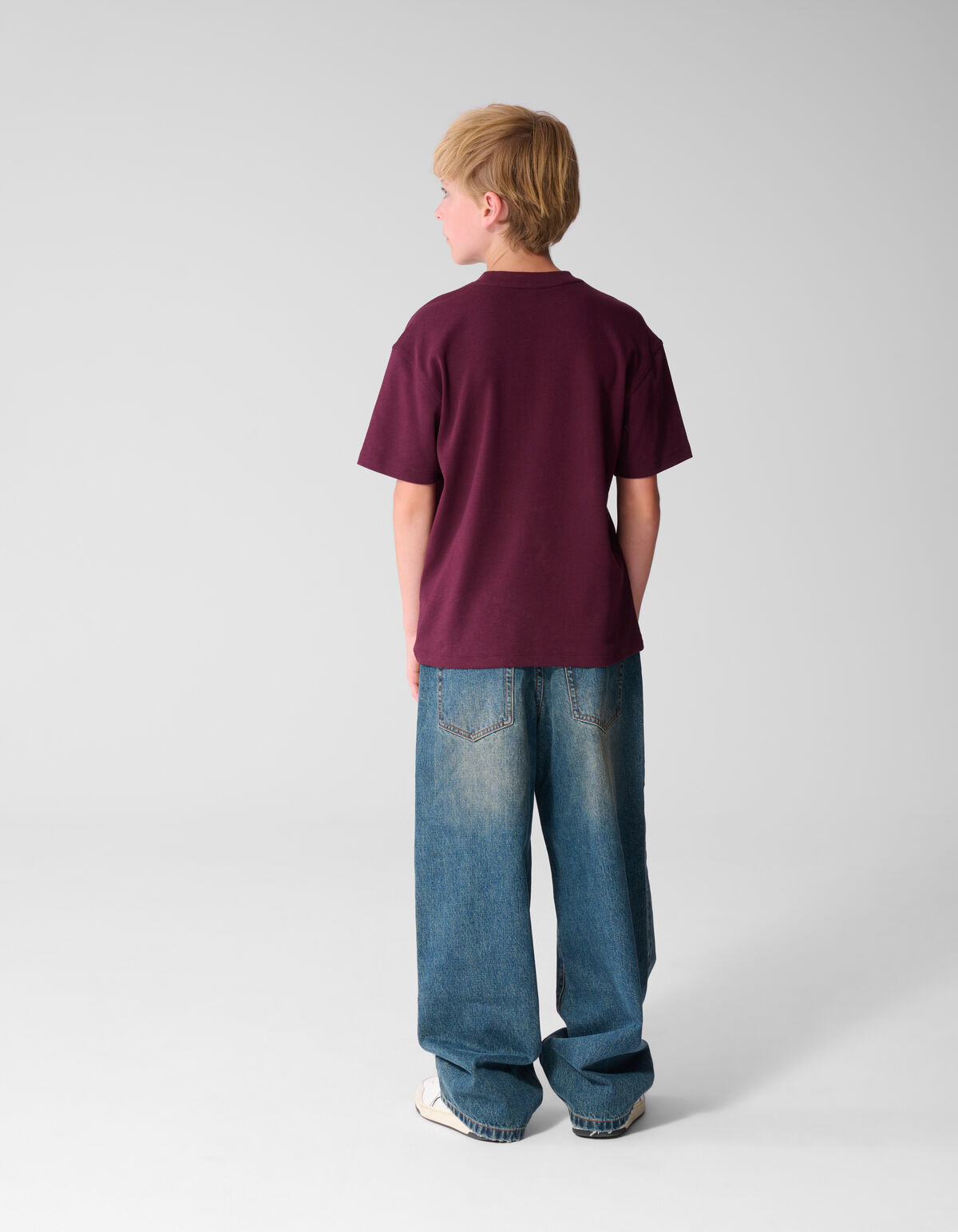 Basis Label T-shirt Donkerrood