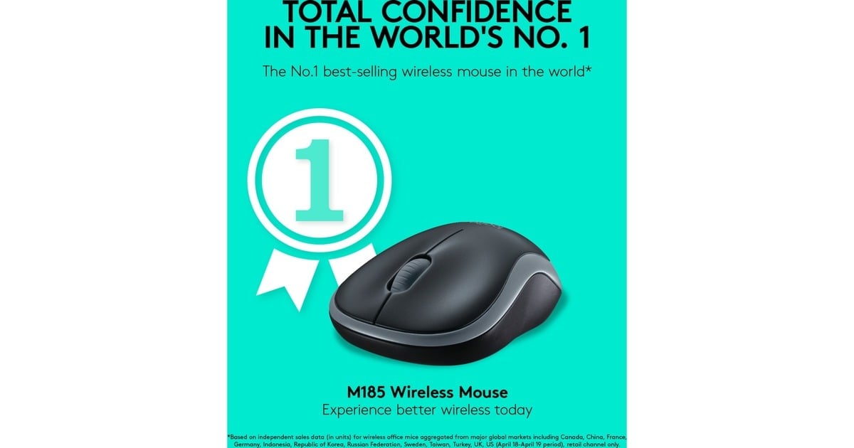 LogitechWireless Mouse M185  (Grijs, Retail)