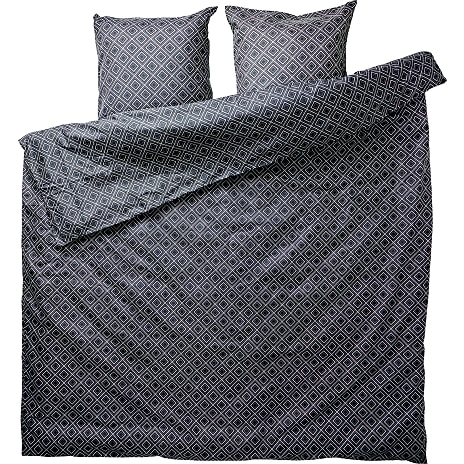 Mikrofiber sengetøj 200x220 cm - prik/firkant grå