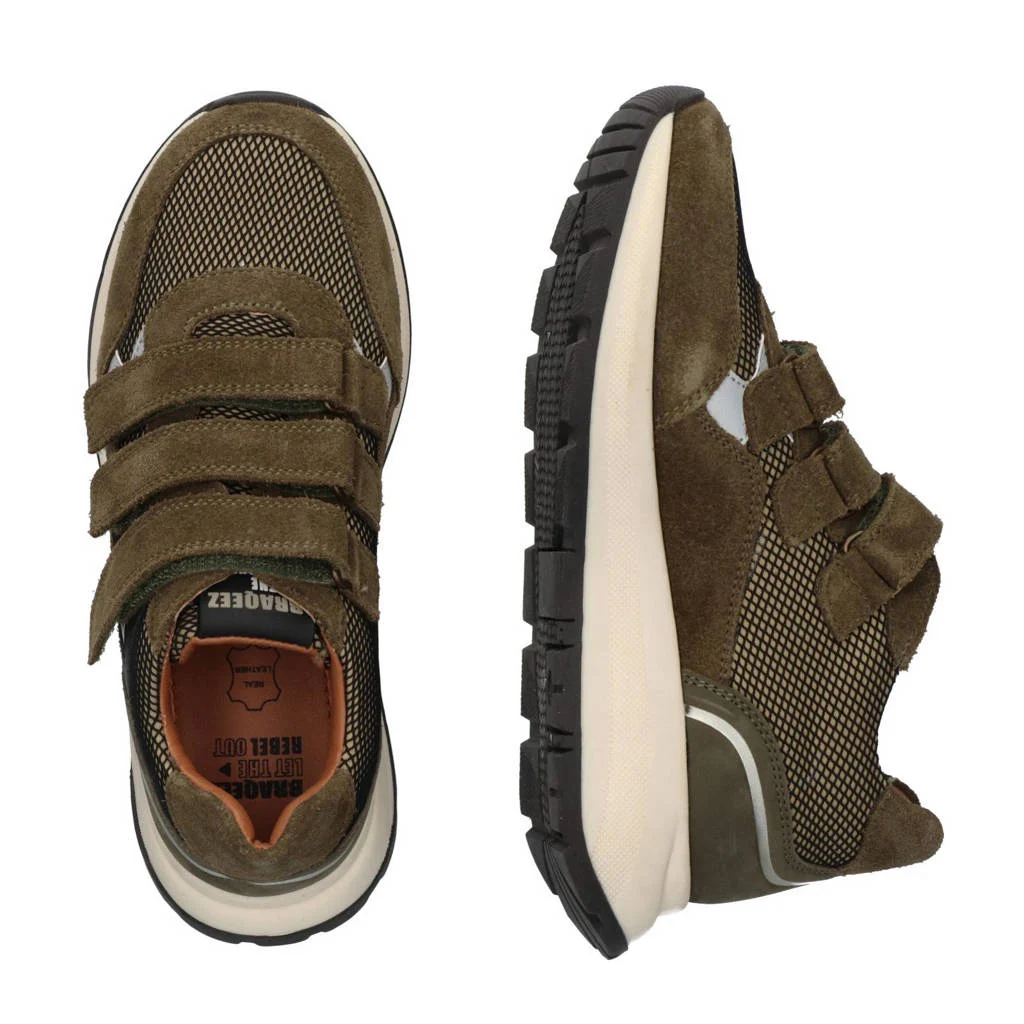 Braqeez Fygo Flashsuède sneakers kakigroen