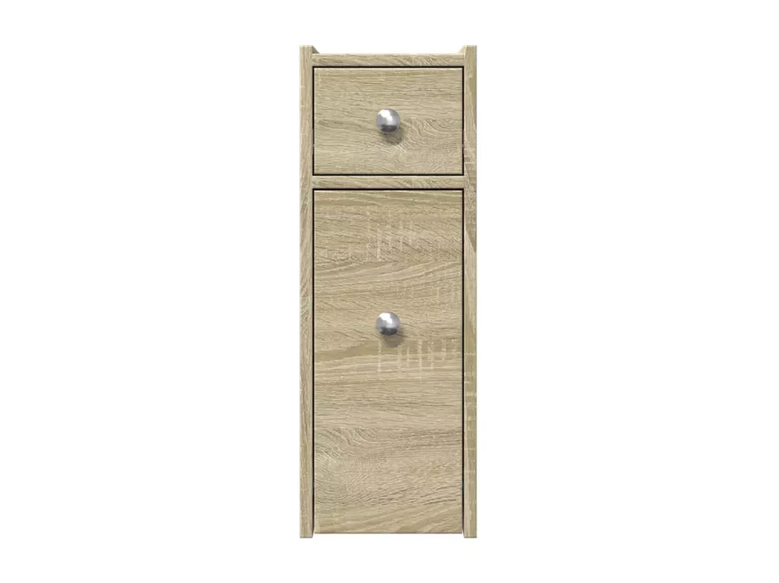 Armoire de salle de bain étroite avec roulettes chêne sonoma