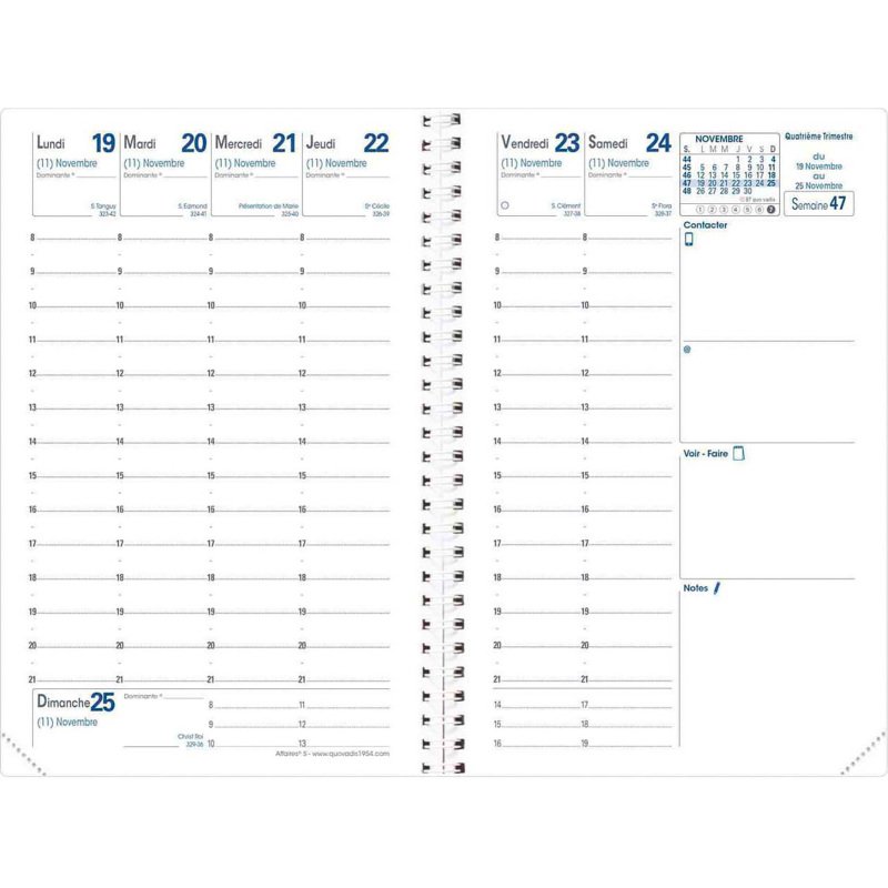 Agenda Quo Vadis Affaire S Classique semainier - année 2027 - 10 x 15 cm noir