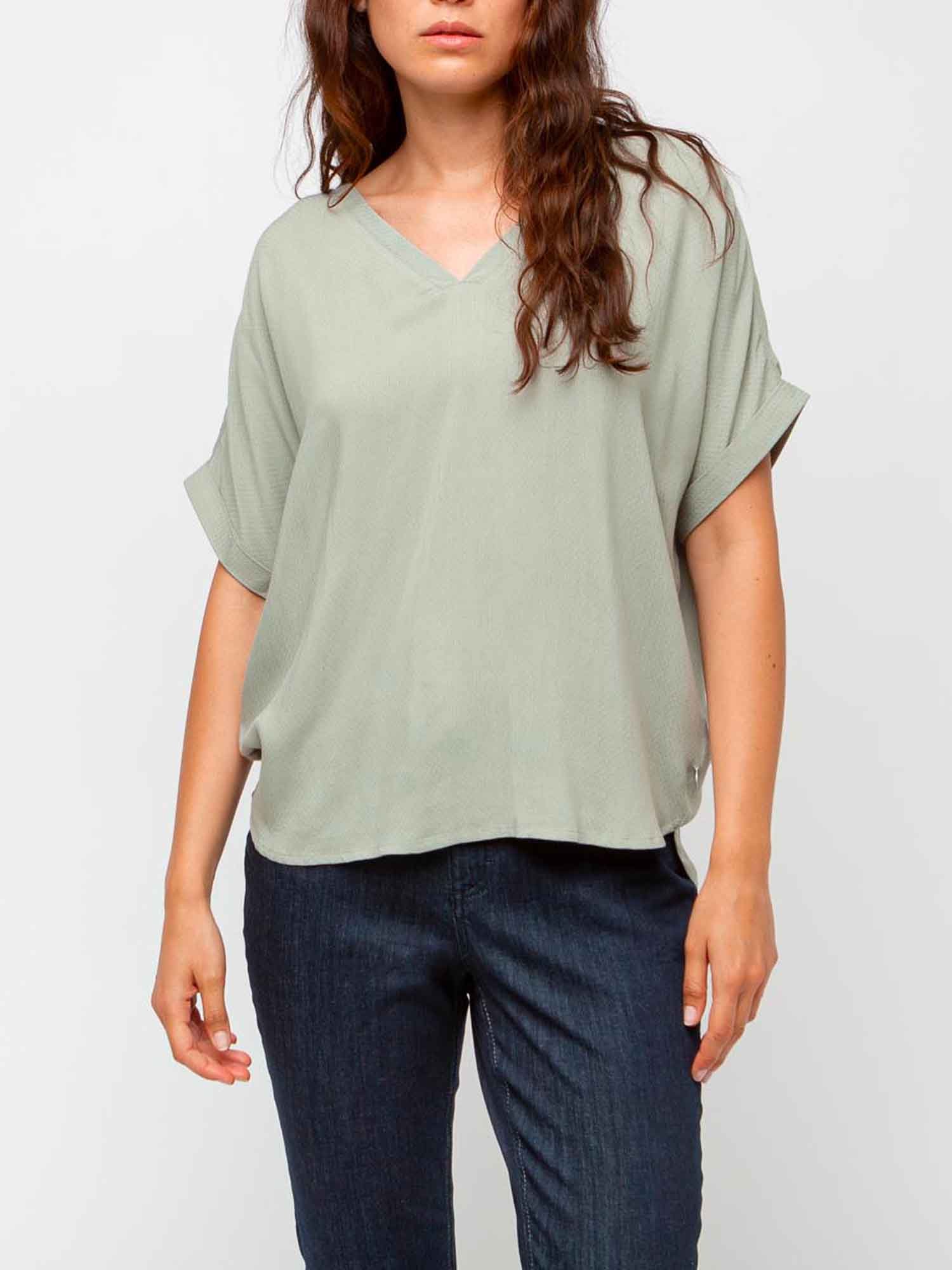 Blouse Femme Col V Sans Emmanchures Kaki