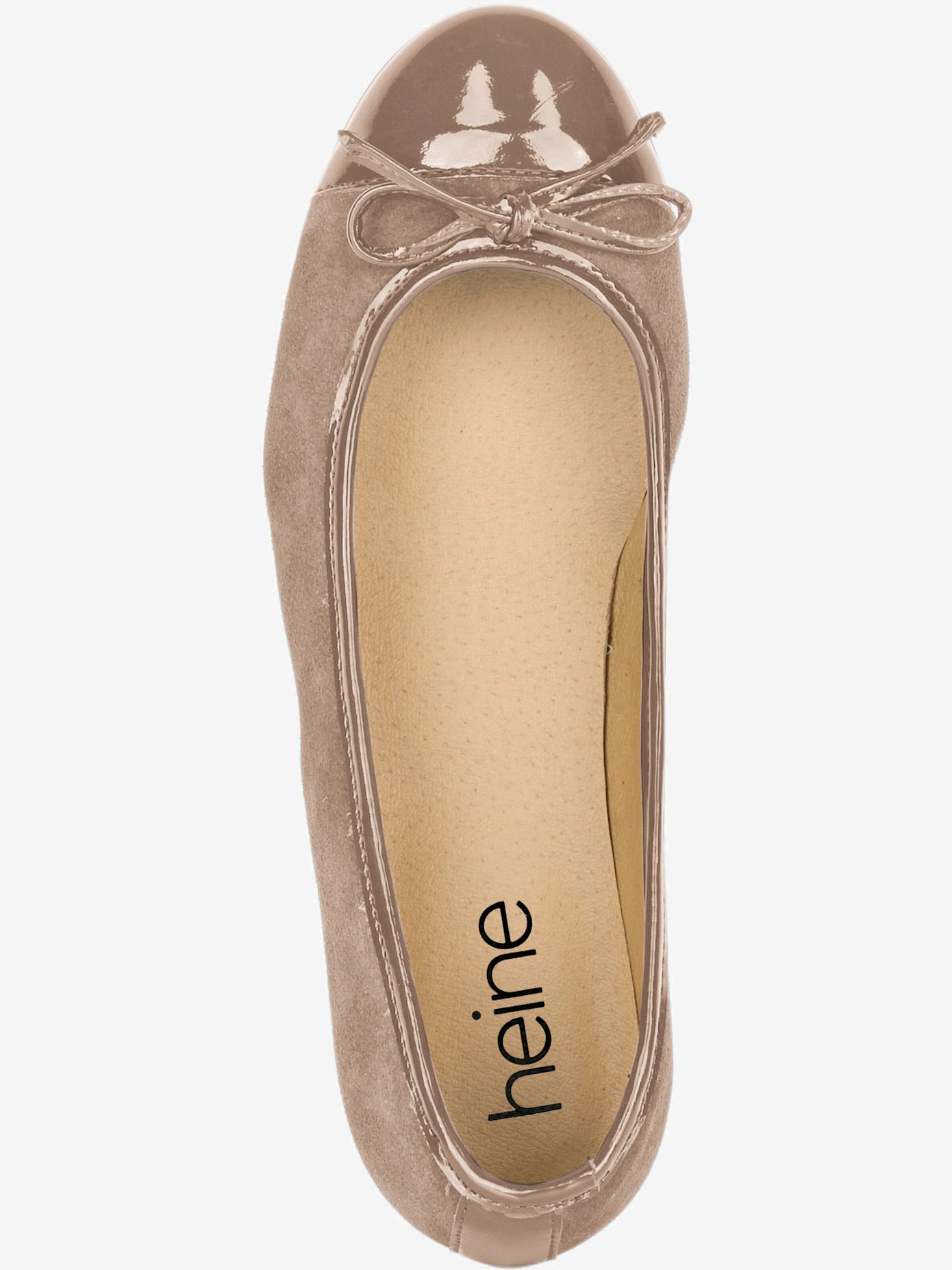 Ballerines cuir velours vachette et matière synthétique vernie
