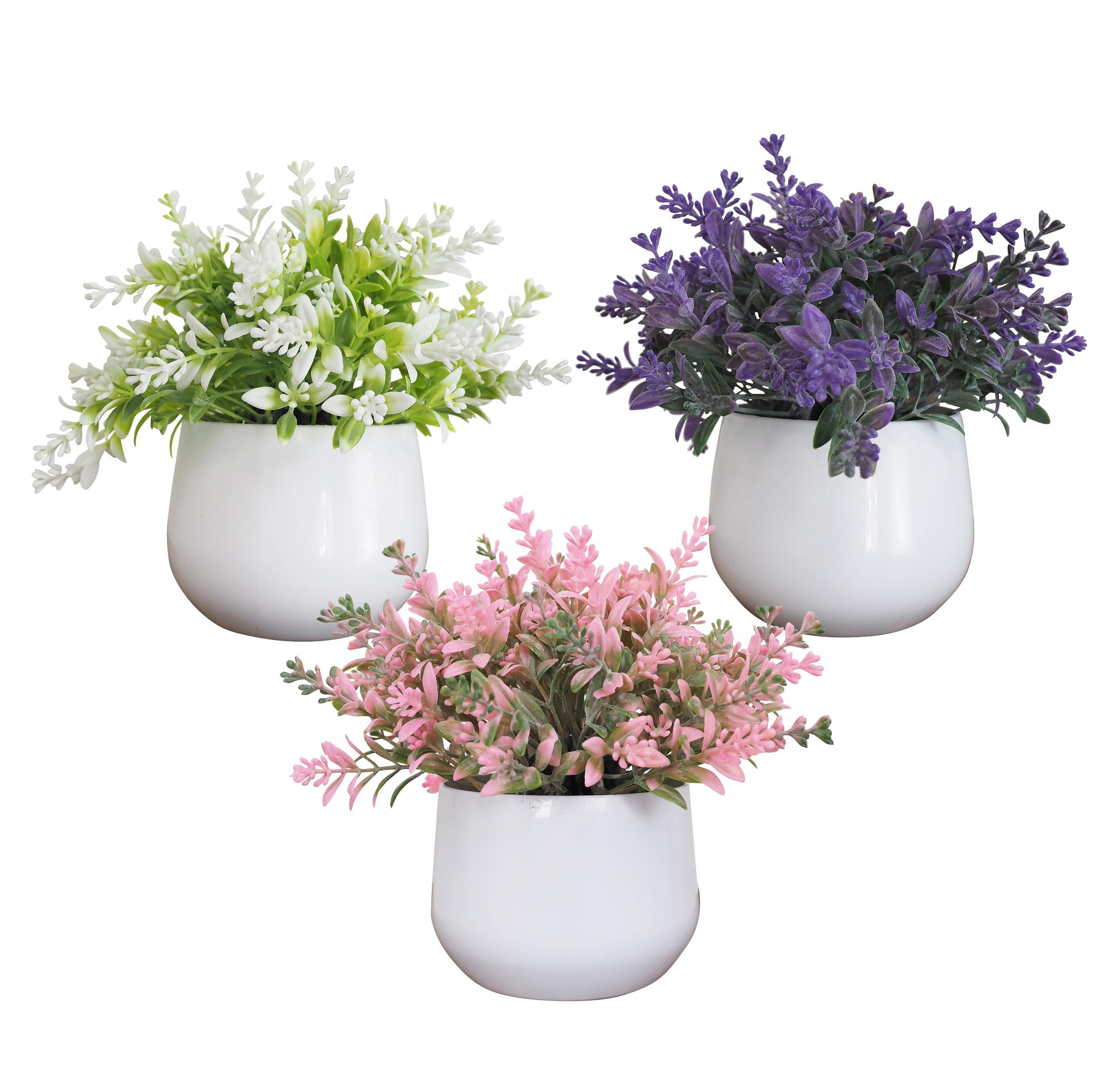 FEUILLAGE PLASTIQUE POT PLASTIQUE BLANC H.16CM