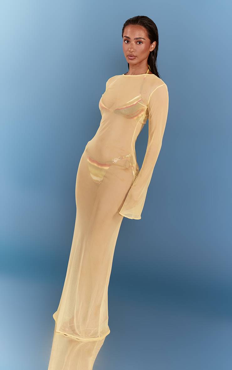 Citron Robe De Plage Longue En Maille