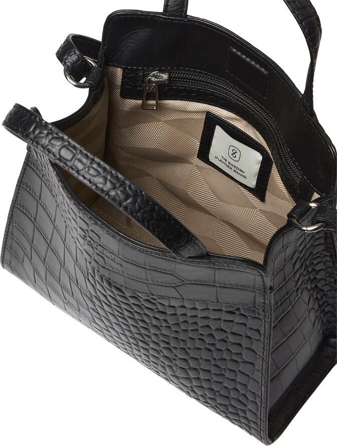 Saddler Mia Shiny silver Black croco