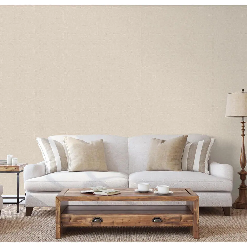 Dutch Wallcoverings - Grace Hessian text. plain beige - GR322702