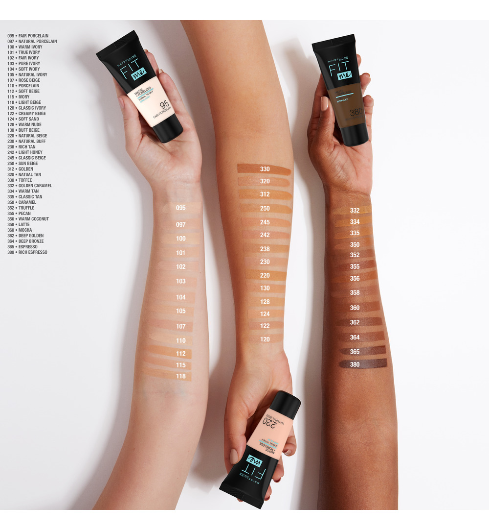 Maybelline New York Fit Me matte & poreless foundation 334 warm tan (1 stuk)
