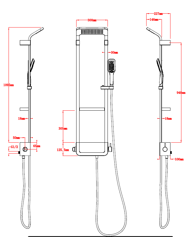 Badstuber Malaga douchepaneel wit 122x30