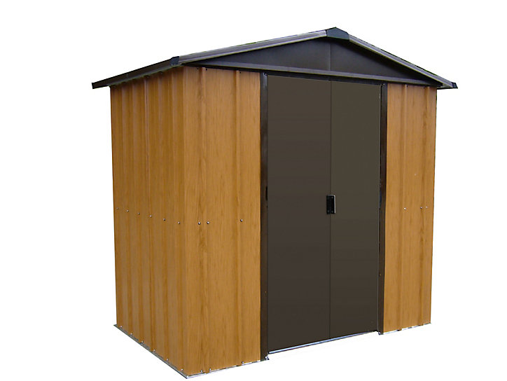 Abri de jardin Yardmaster WGY en métal coloris marron et imitation bois ép.0,3 mm surface extérieure 2,77 m²