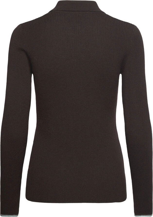 Rosemunde Long sleeve knit polo Dark espresso
