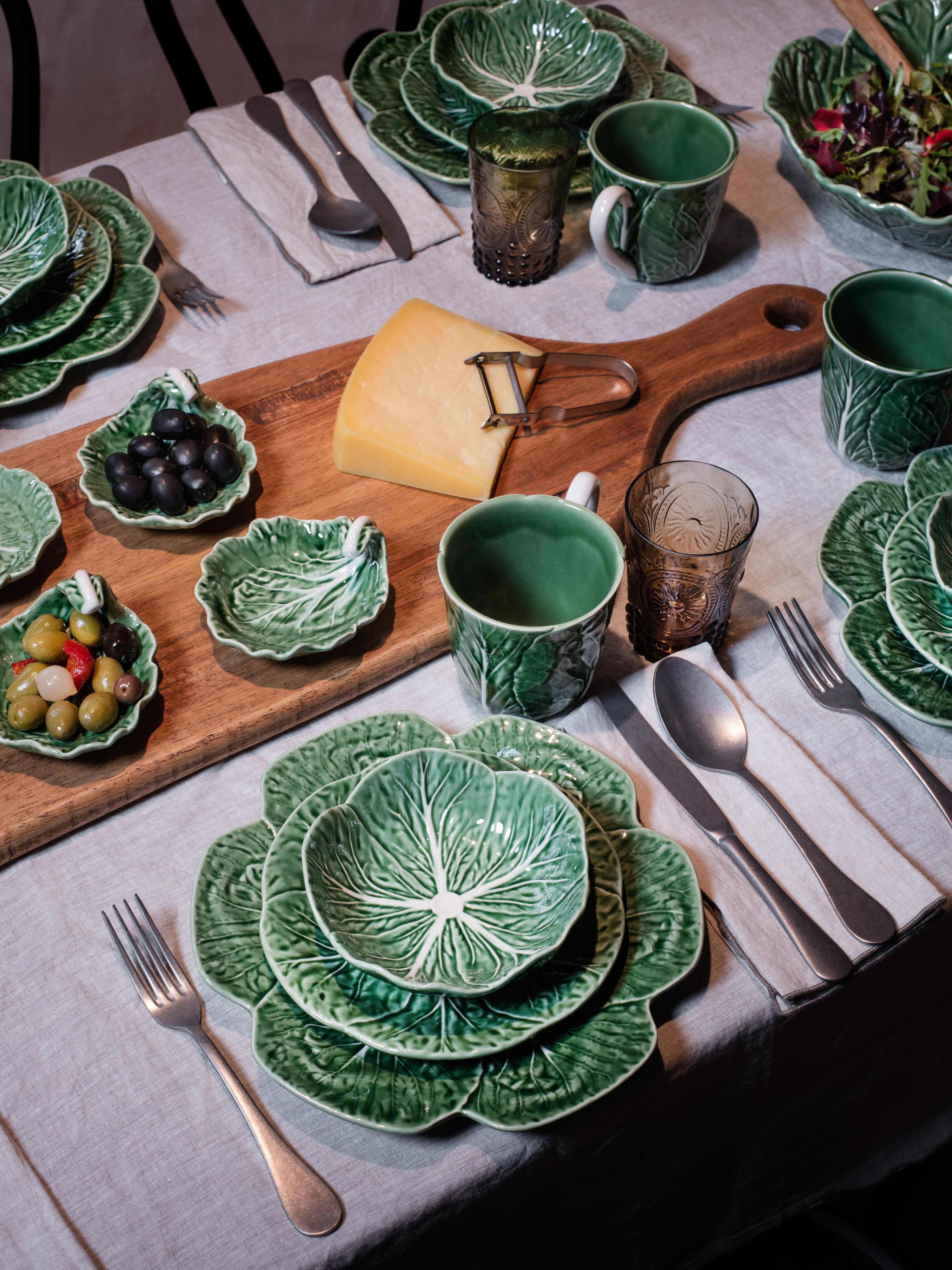 Handbeschilderde dinerborden Cabbage, 2-delig