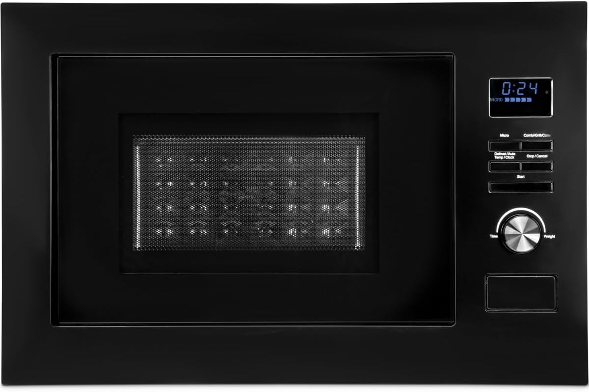 Bomann® Einbaumikrowelle mit Grill und Heißluft | 60cm | 900W Mikrowelle | 1300W Grill | 2300W Heißluft | inkl. Grillrost und Drehteller | 25L Einbau Mikrowellengerät | MWG 3001 H EB schwarz