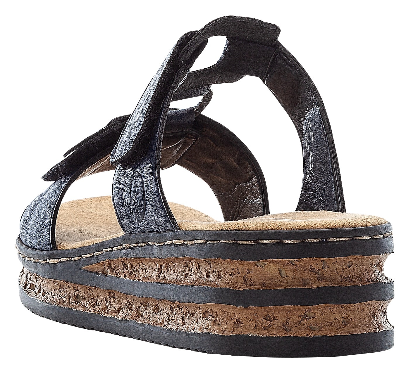 Rieker Pantolette  , Plateau, Sommerschuh, Schlappen mit Schmuckelementen